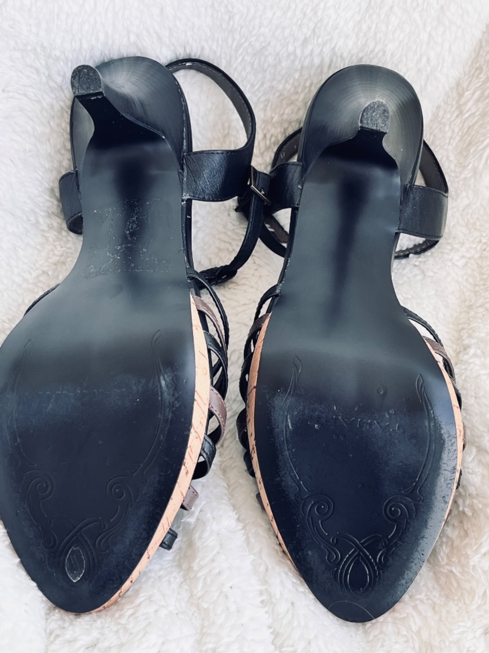 Tahari Braided T-Strap Strappy Heels Sandals Black Brown Women's Size 6M - Picture 6 of 12